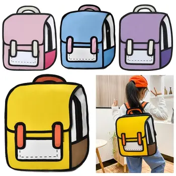 Trendy 2D Comic Print Student Schoolbag Large Capacity Adjustable Strap Student Backpack Lightweight Book Bag Boys Girls 1