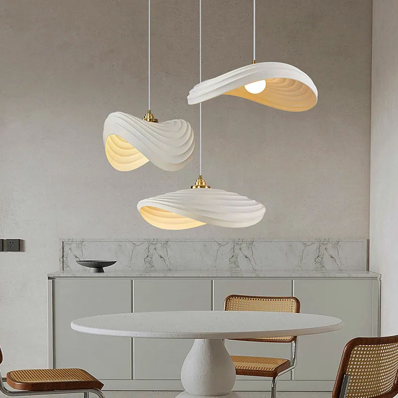 

Nordic Minimalist Wabi Sabi Cream Style LED Dining Room Cafe Pendant Light Restaurant Bar Loft Home Decor Lamp Stairs Chandelier