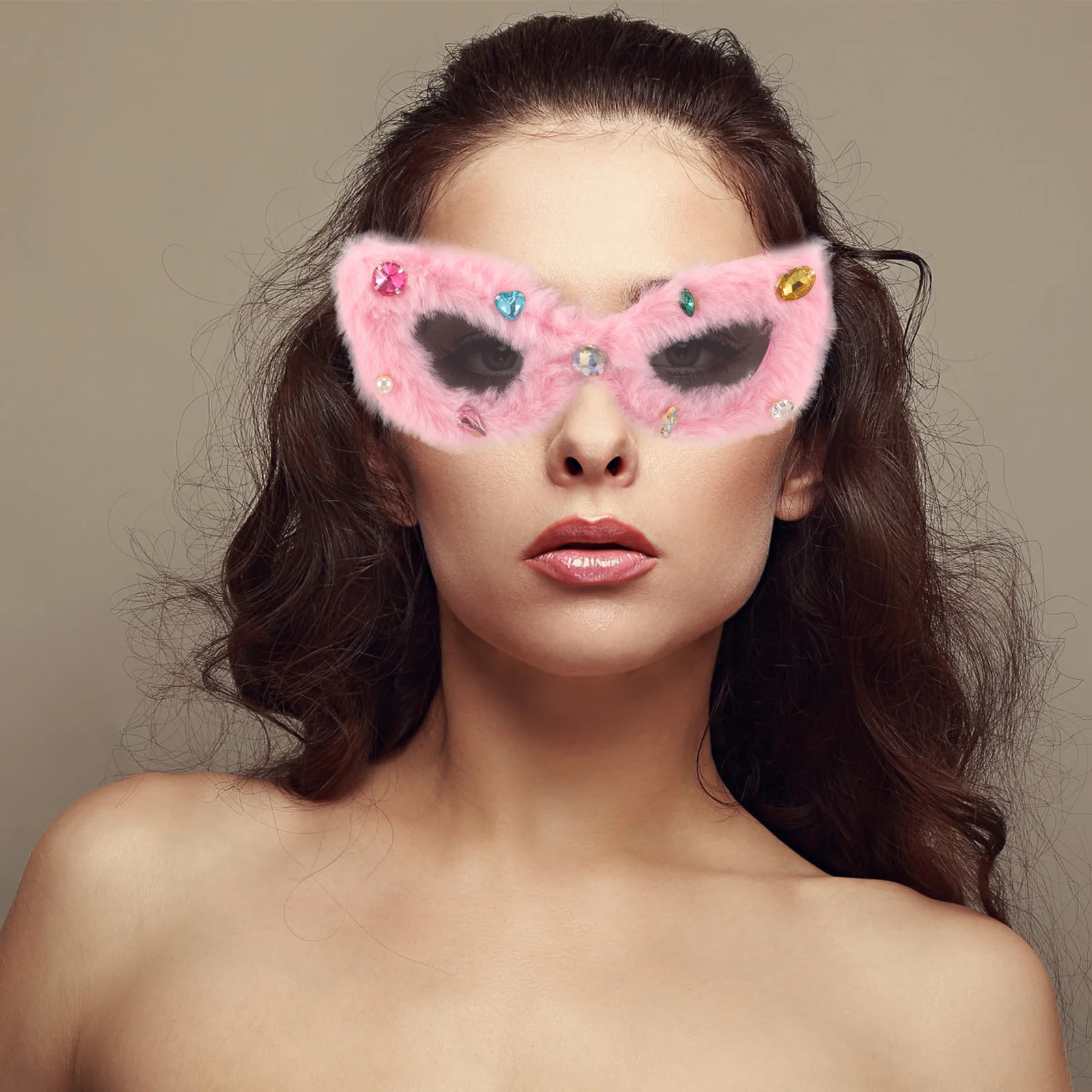 

Plush Sunglasses Women Fuzzy for Party Trendy Fluffy Funny Heart Shaped Heart-shaped