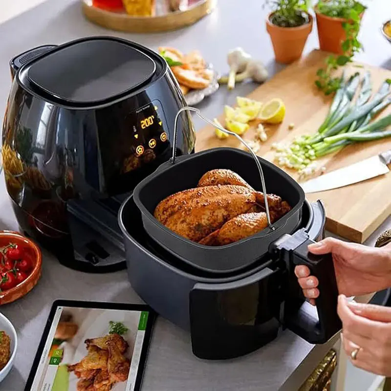 Air Fryer 7 in/7.5in/8in Non-stick Cake Bucket Pizza Bread Baking Tray Basket Kitchen Air Fryer Accessories Baking Basket