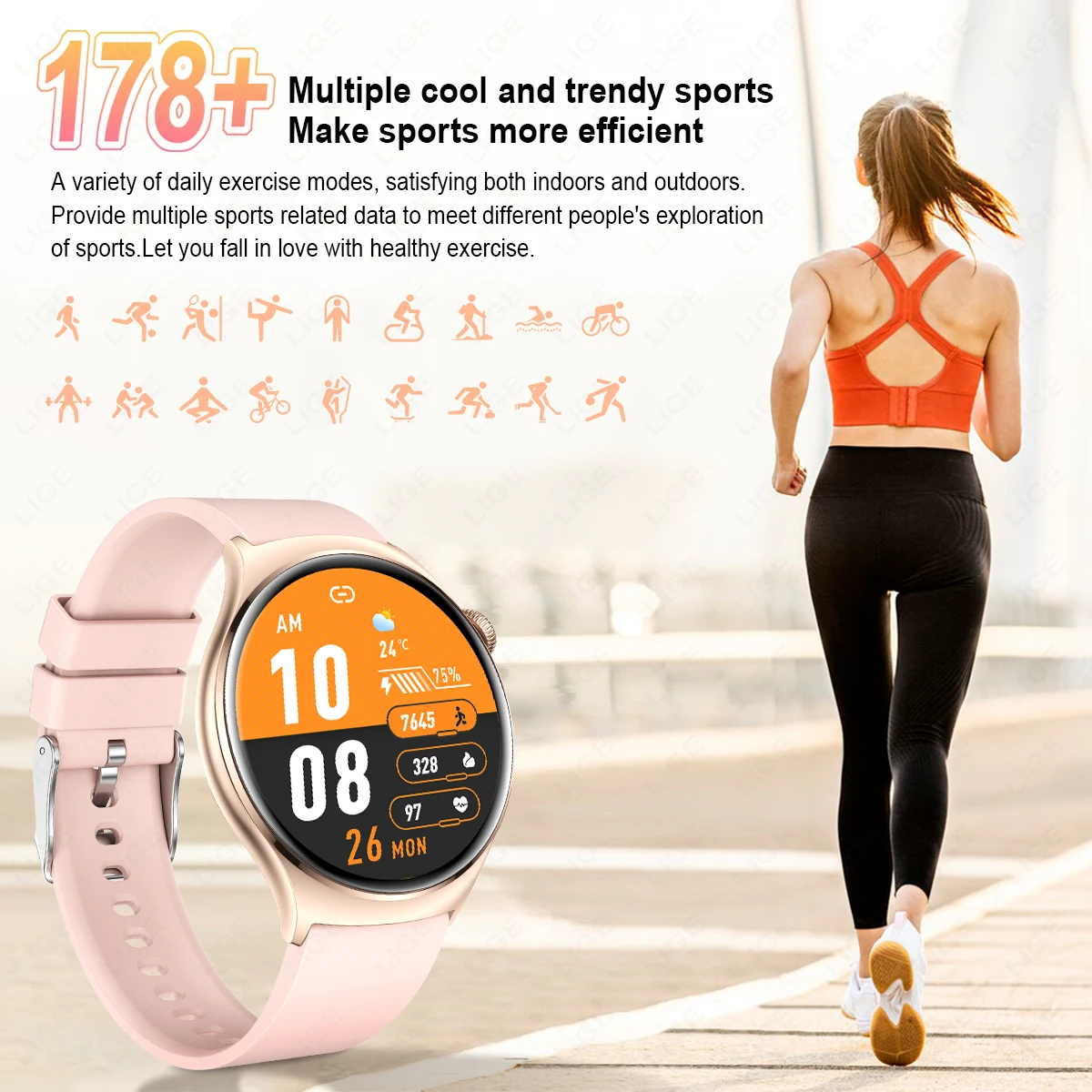 LIGE ο 1.43 ġ AMOLED ũ Ʈ ġ 2024   ȭ ð ǰ   ƮϽ  Smartwatch
