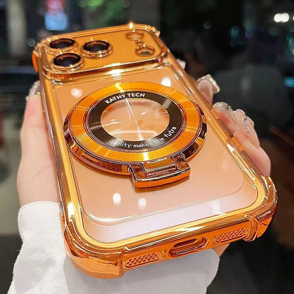 Luxury Magnetic Stand For Magsafe Wireless Charging Plating Phone Case thumbnail 9