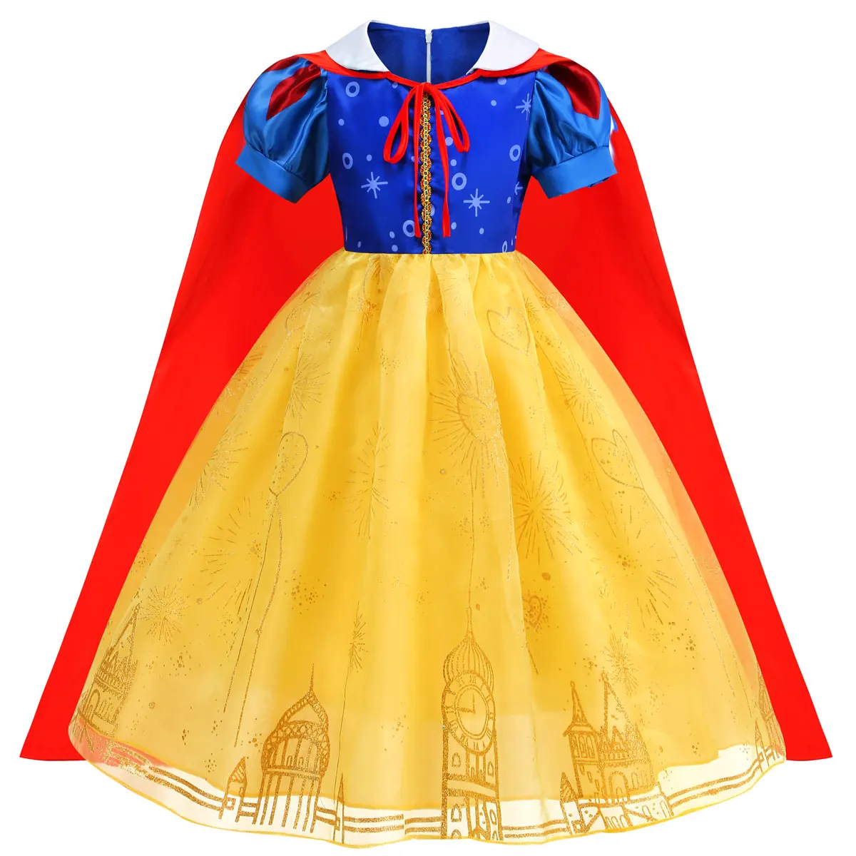2024 Classic Princess Dress for Girls Cosplay yellow Belle Snow