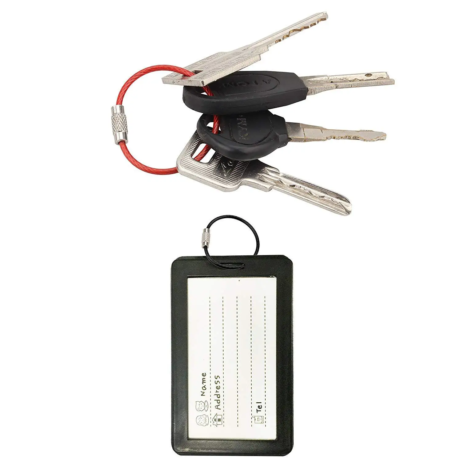 Key Chain 10Pcs/set 100/150mm Stainles Steel Keychain Tag Rope EDC Wire Cable Loop Screw Lock Gadget Ring DIY Hand Tools