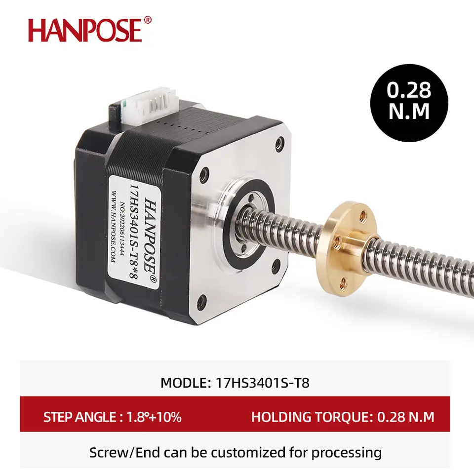 Nema17 Stepper Motor T8 Lead 2/4/8MM Screw 300MM Length Z Axis 1.8 Degrees 17HS3401S-T8 1.3A 28N.CM For 3D Printer Monitor image 2