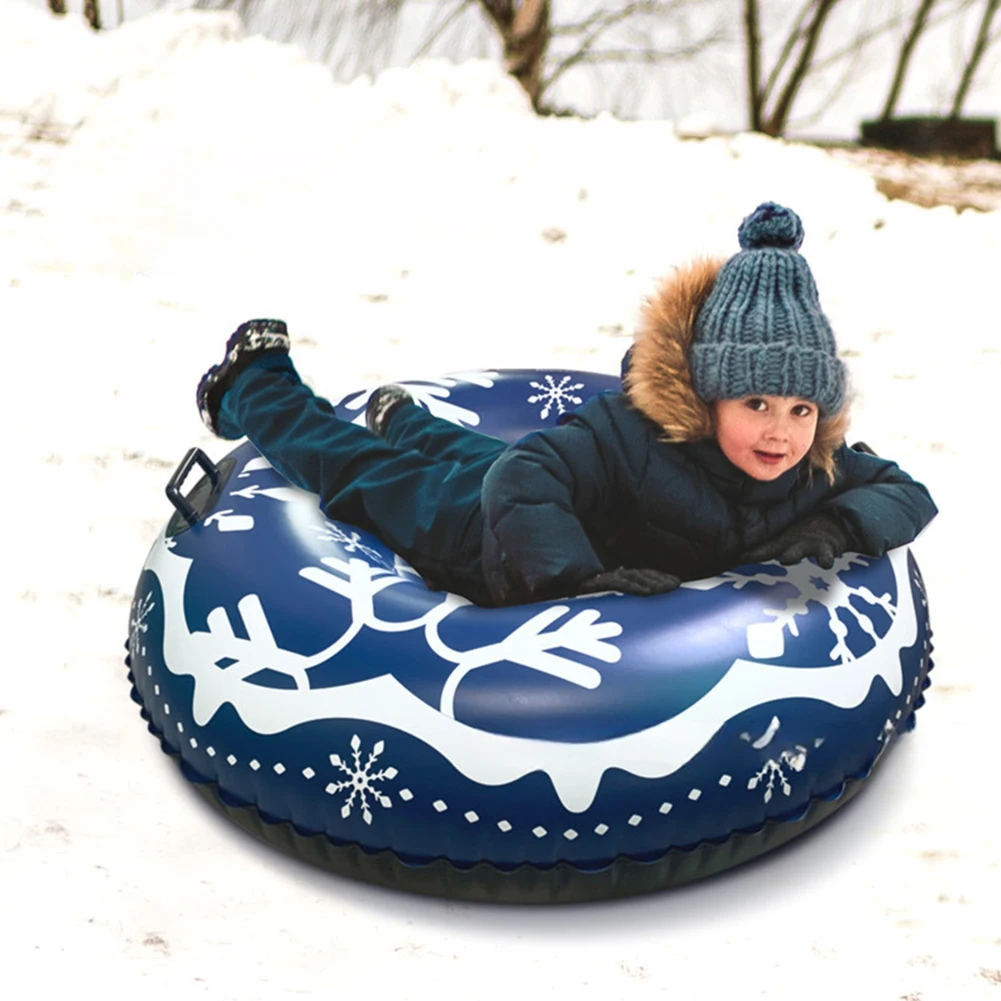 Universal Skiing Cushion with Handles Thickened Winter Inflatable Snow Tube Waterproof Ski Circle Sledding Sleigh Outdoor Sports