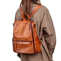 MOTAORA Vintage Large Capacity Women's Backpacks Anti Theft Genuine Leather Backpack Cowhide Woman Travel Luxury Bagpack Women 1