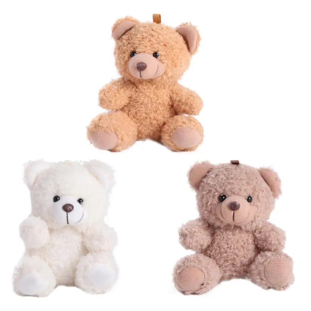 Stuffed Animals Plush Little Bear keychain Plush Doll Couple Toy Curly Plush Sitting Doll 10Cm Soft Bear Bag Pendant