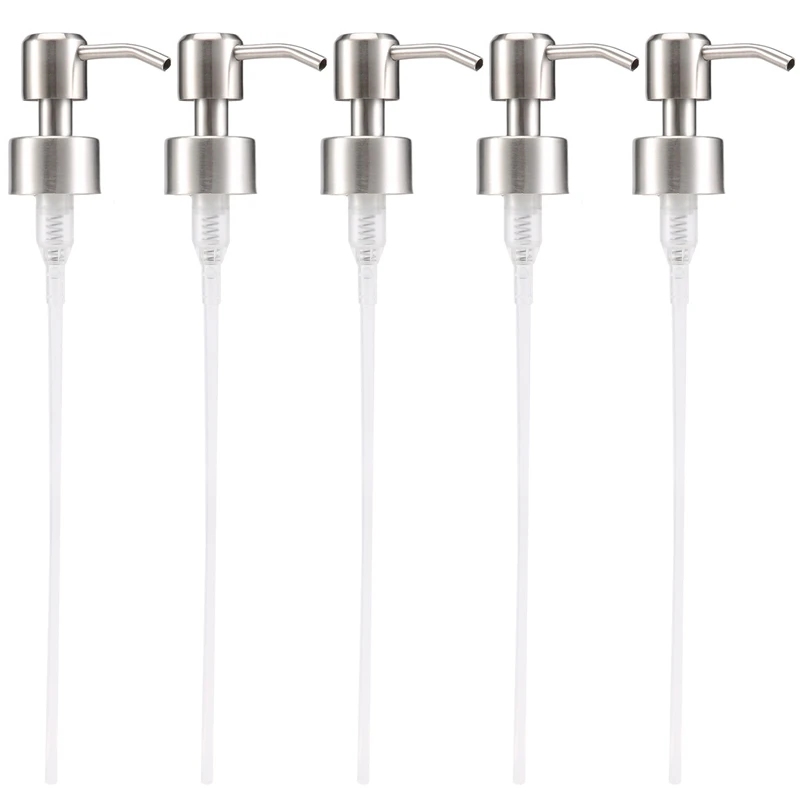 

5Pcs Stainless Steel Soap Pump Replacement 28 Teeth Metal Bottle Nozzles Lotion Dispenser Head Promotion