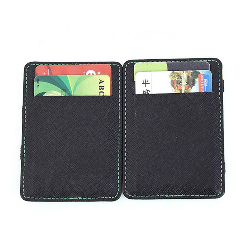 PU Leather Ultra Thin Magic Wallets for Women Men Mini Business Credit Card Holder Case Small Coin Purses Portable Clutch Bag 4