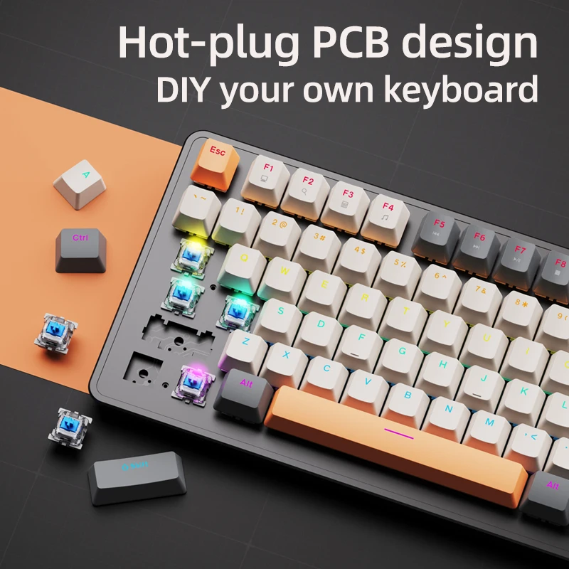 K82 Mechanical Wired Keyboard with Media Knob, APAYADO Hot Swap Gaming Keyboard, Transparent Character Backlighting,ABS Keycaps - 6