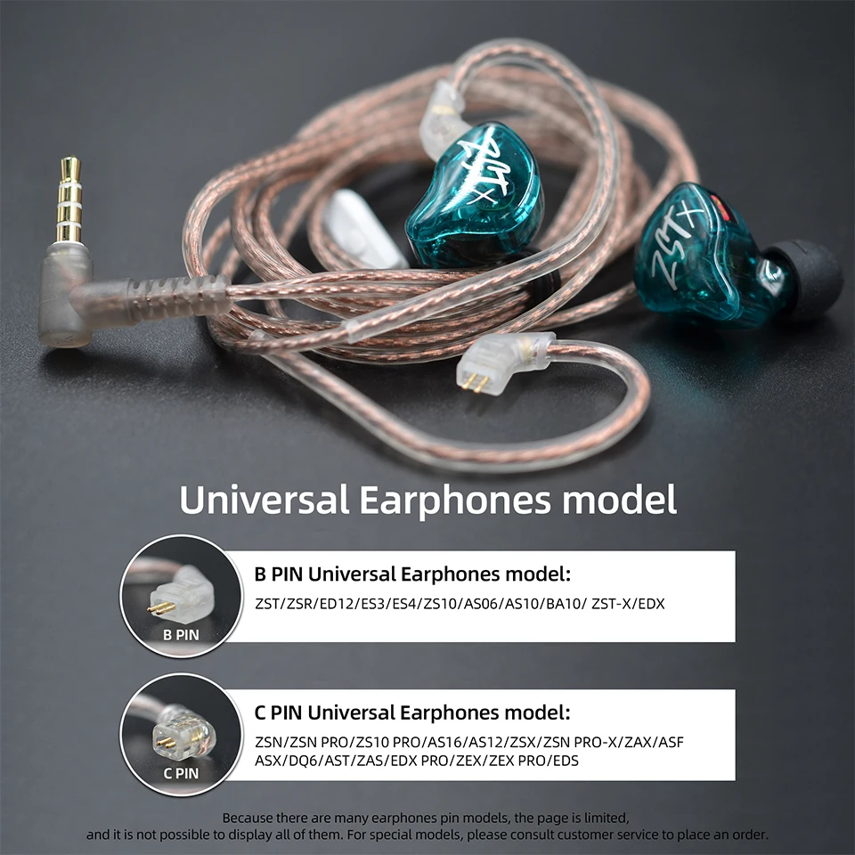 KZ Original Cable ZST ZSN ZS10 Pro EDX AS12 Headphones Mic Cable 2PIN Upgrade Cable Earphone Original  Silver plated Cable Wire