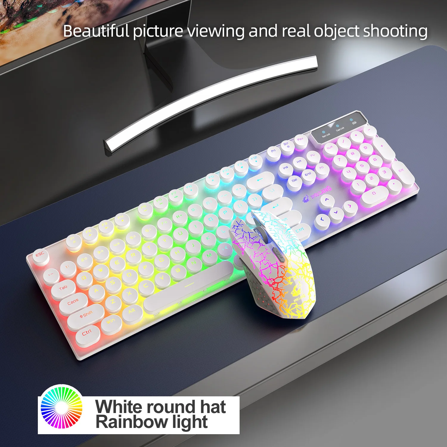 Retroiluminação RGB, Teclados recarregáveis, Combo para PC Gamer e Laptop, 2.4G
