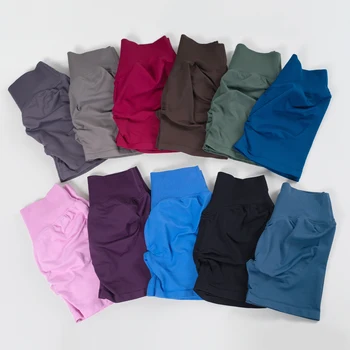Yoga High Waist Seamless Shorts Summer Sports Solid Color Yoga Shorts 1