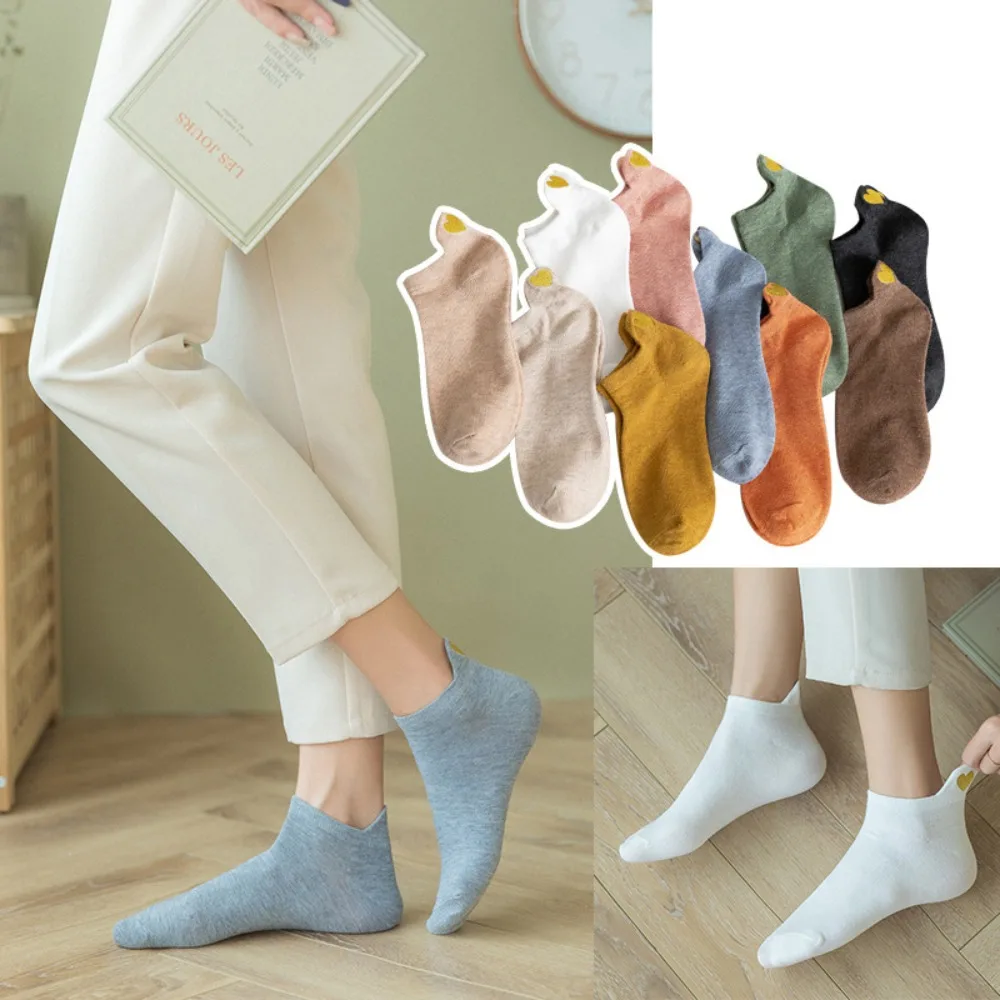 

Love Embroidery Boat Socks New Shallow Mouth Anklet Short Socks Cute Funny Compression Socks Women