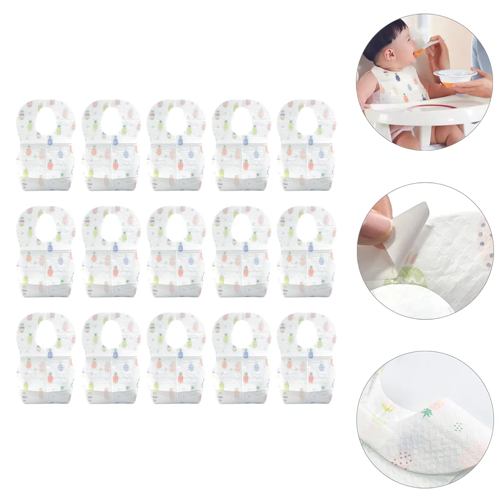 

15pcs Disposable Baby Eating Bibs Portable Infant Bibs Cartoon Toddler Bibs