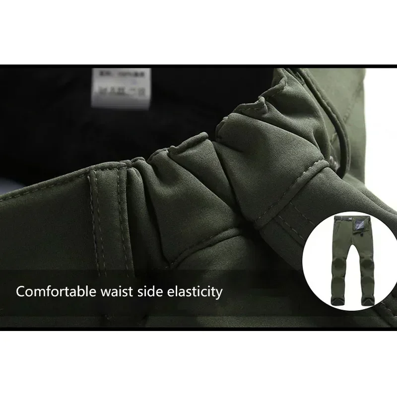Men Fleece Pants Soft Shell Pants Warm Winter Men Travel Waterproof Outdoor Camping Hiking Fleece Windproof Skiing