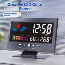날씨 관측소 시계 디지털 LCD 모니터 스마트 리빙 홈용 온도 및 습도 측정기