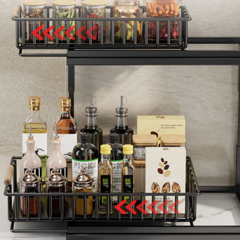 2 Tier Under Sink Storage Organizer Pull Out Bowl and Plate Shelf Cabinet Holder Drainer for Modern Kitchen Organization