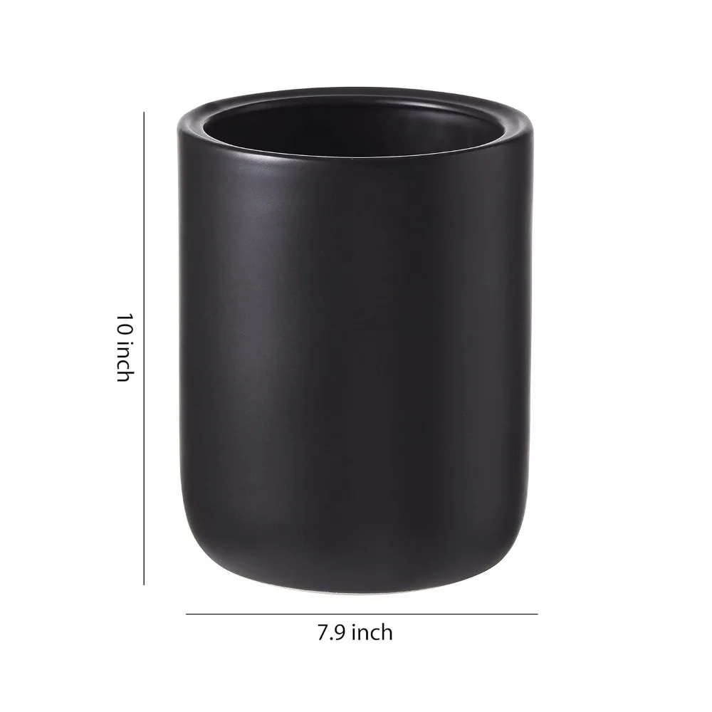 Bathroom Wastebasket - Ceramic Decorative Trash Can (Black Marble Look)…