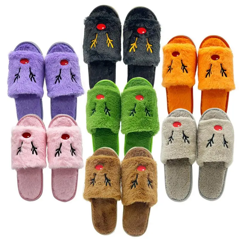 

Christmas Slippers Non Slip Cute Reindeer Soft Plush Slippers For Women Christmas Party Accessories Slippers For Indoor