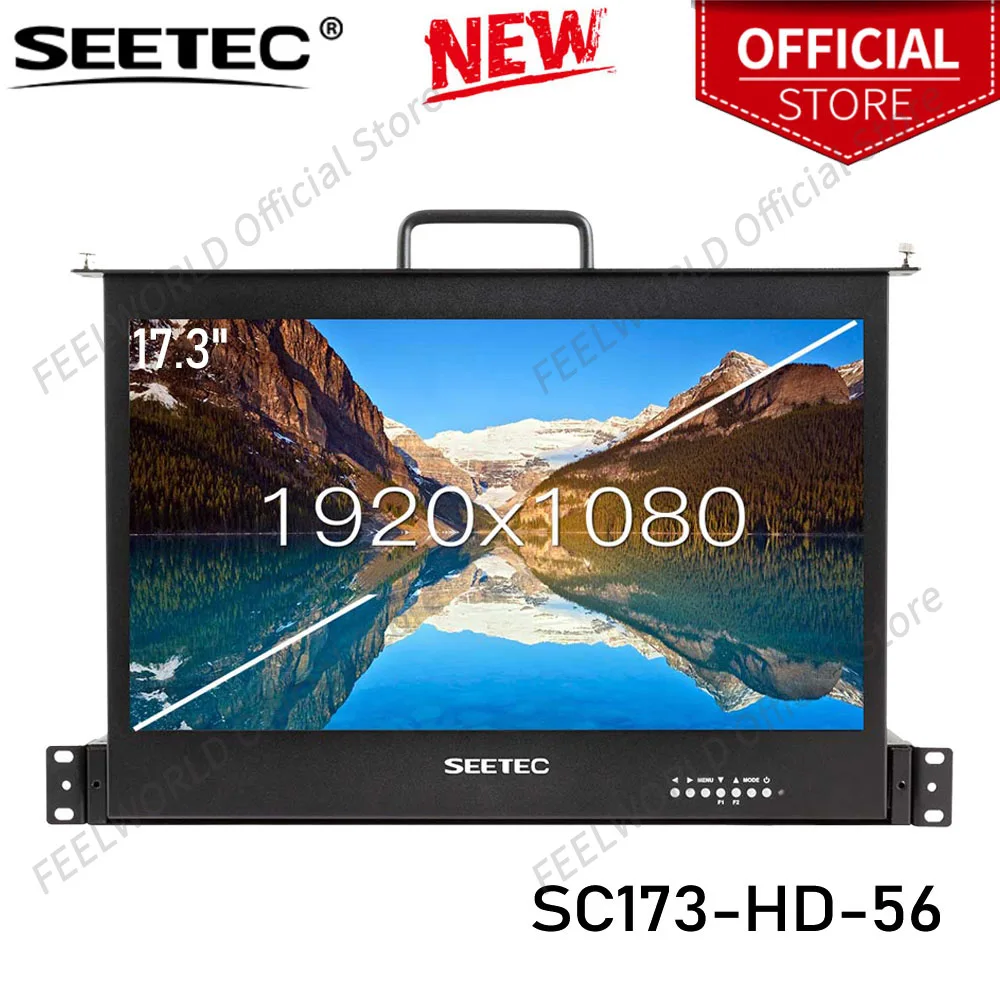 SEETEC 17.3 Inch 1RU Pull Out Rack Mount Broadcast Director Monitor Full HD 1920x1080 SC173-HD-56 for Peaking Focus Assi
