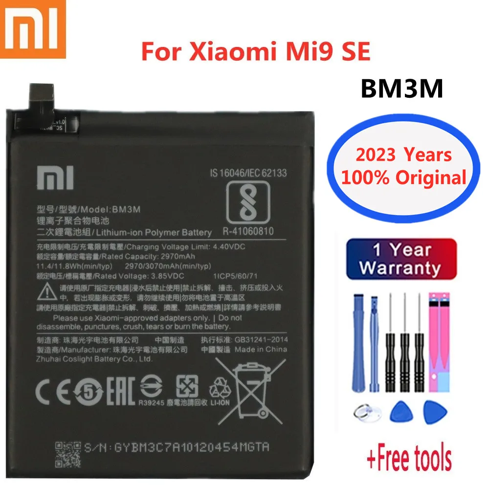

2022 years xiao mi Original Battery BM3M 3070mAh For Xiaomi Mi 9 SE Mi9 SE Genuine Phone Battery + Tools