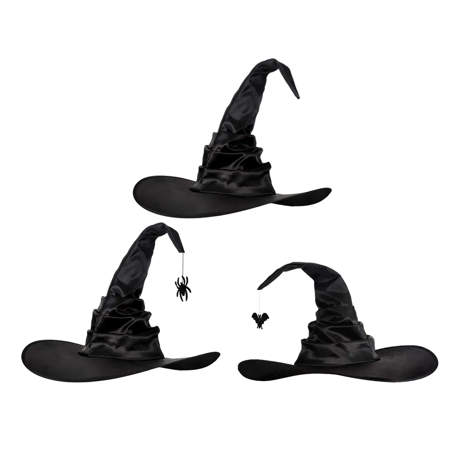 Cosplay Hat Modern Sorceress Hat Photo Props Black Character Wide Brim Witch Women Hat for Halloween Fancy Dress Masquerade Unisex Adult