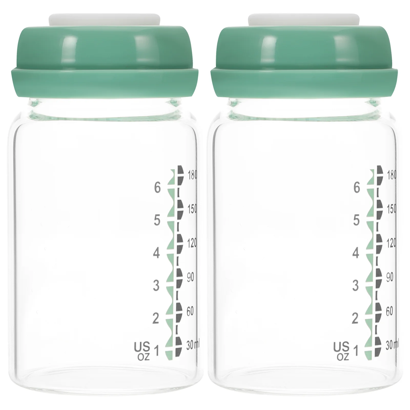 2 Pcs 180ml Green Breast Storage Bottles Wide Mouth Glass Baby Feeding Containers Safe Eco Friendly Transparent Practical