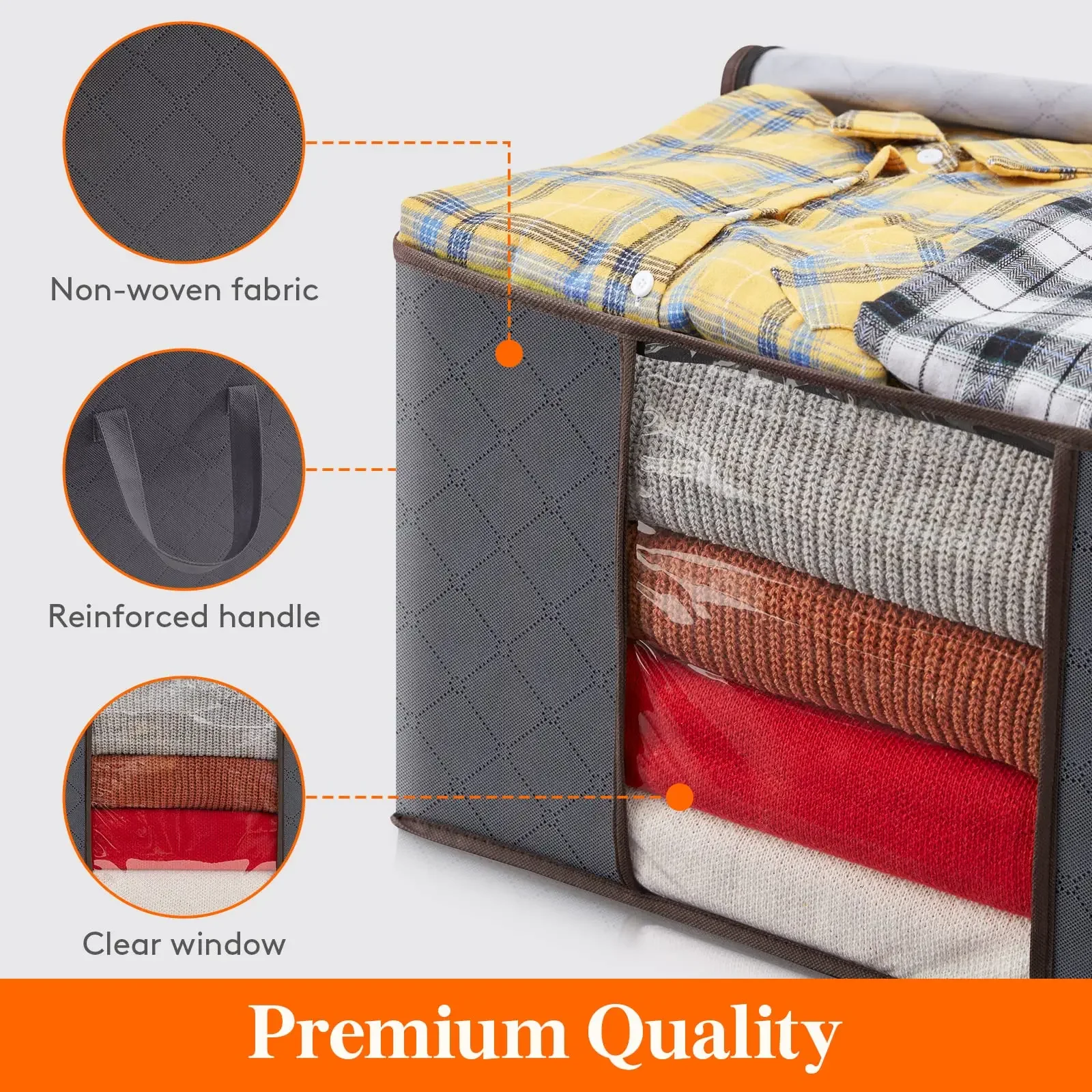 3pcs/6pcs Large Capacity Clothes Storage Bag Organizer With Reinforced Handle For Blanket Comforters Bed Sheets Pillows Toy 2