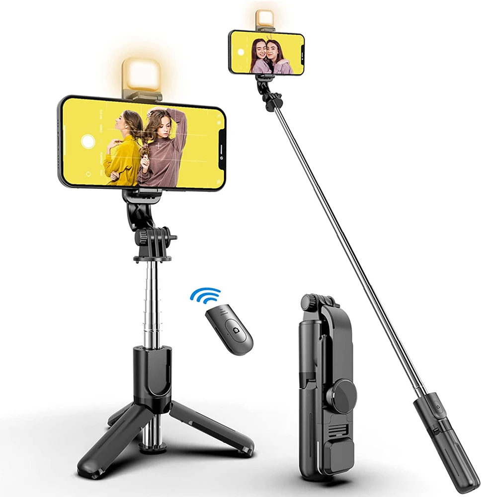 Wireless Bluetooth Selfie Stick Foldable Portable Tripod with Fill