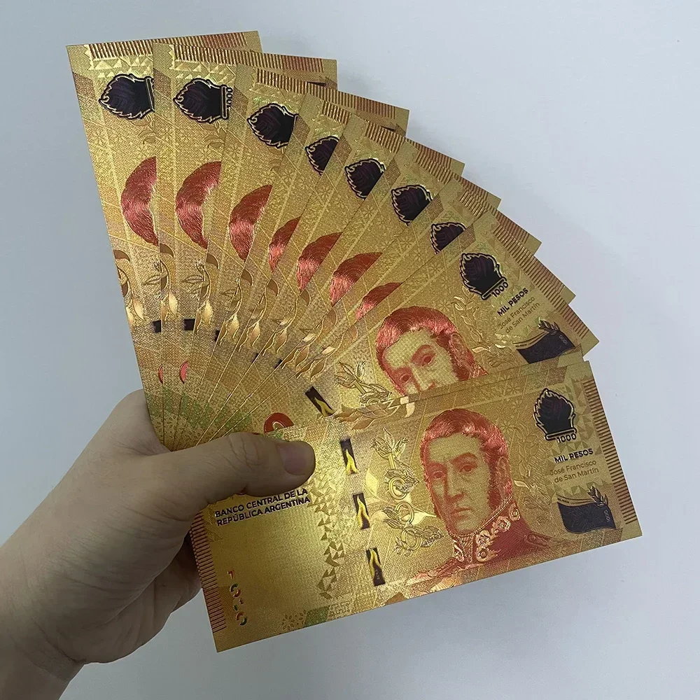 Bella Nota Regalo Commemorativa Per Banconote In Oro Da 1000 Pesos Color Argentina Di Alta Qualità