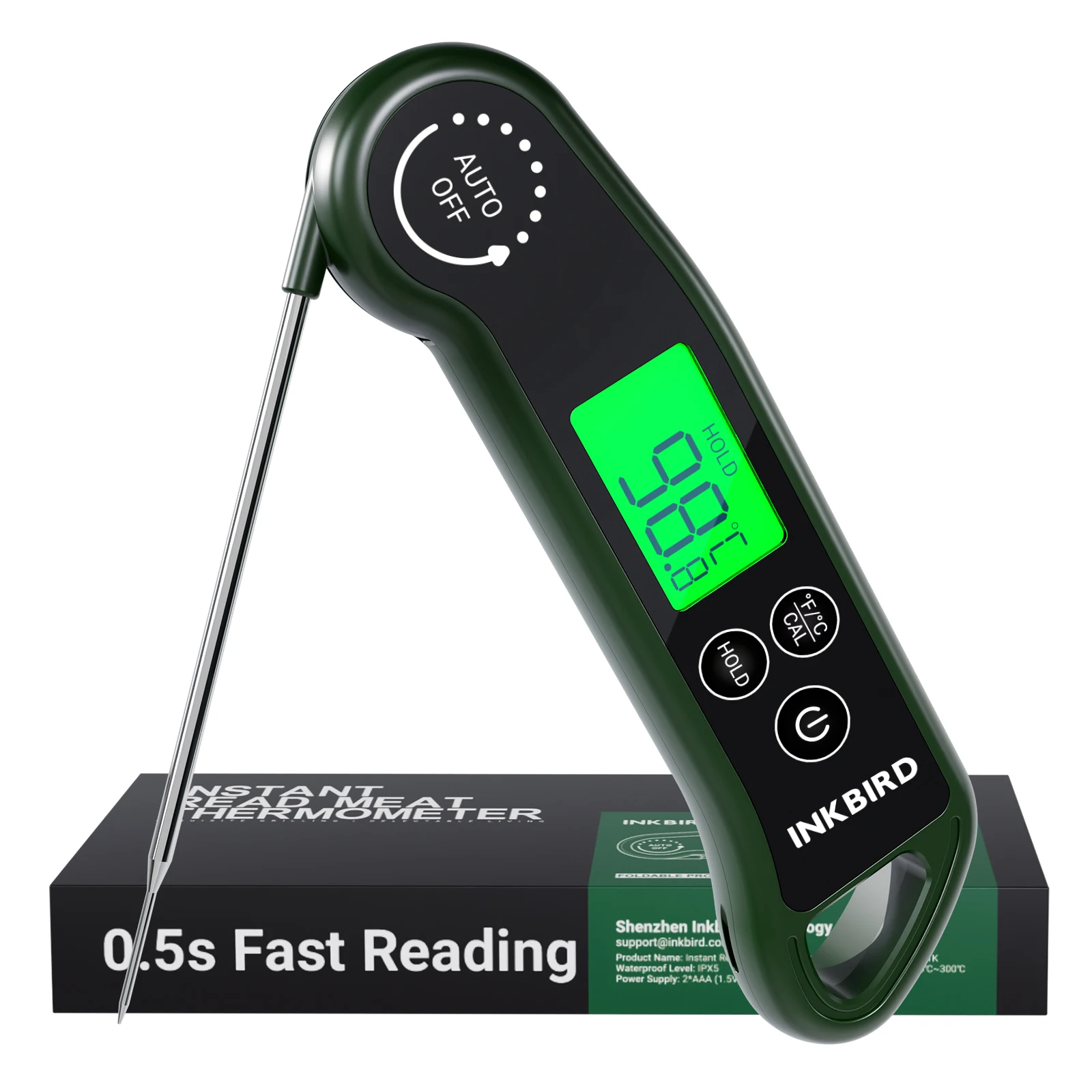 RHT-11K Instant Read Meat Thermometer, 0.5s Fast, ±0.3℃ Accurate, IPX5 Waterproo
