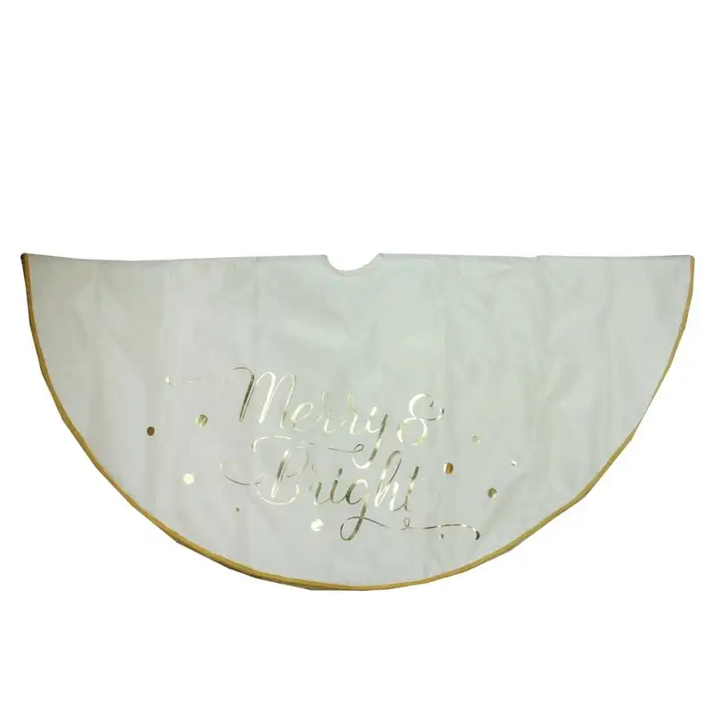 

48” Ivory White Merry and Bright Christmas Tree Skirt