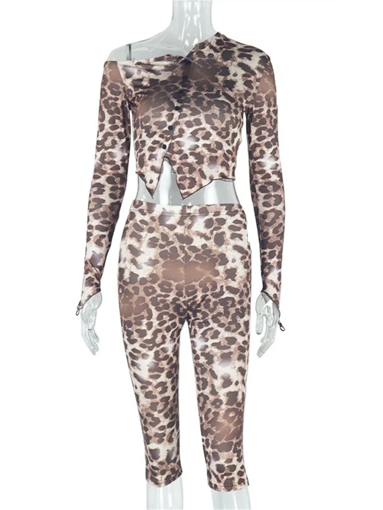 Wmstar Two Piece Set Women Pants Sets Leopard Sexy Summer Holiday Sexy Matching Suit Fashion Outfits Wholesale Dropshipping 2025