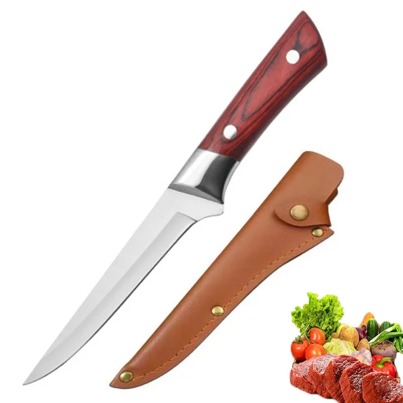 Kitchen Knife Stainless Steel Fruit Paring Cut Meat Pork Beef Sheep Fish Butcher Cleaver Chef with Cover
