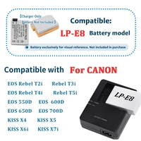 LC-E8 Battery Charger for Canon LP-E8 - Compatible with EOS 600D 650D 700D 550D,Rebel T2i,T3i,T4i,T5i; Kiss X4, X5, X6i Camera - Image 5