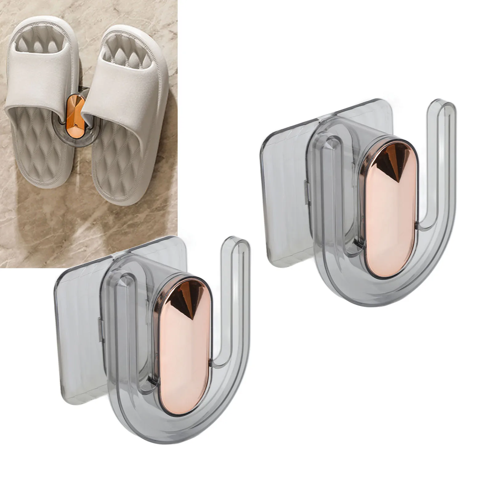 2Pcs Wall Mounted Slippers Rack Strong Plastic Space Saving Waterproof Slippers Hanger for Home Bathroom Salon Slippers Hanger