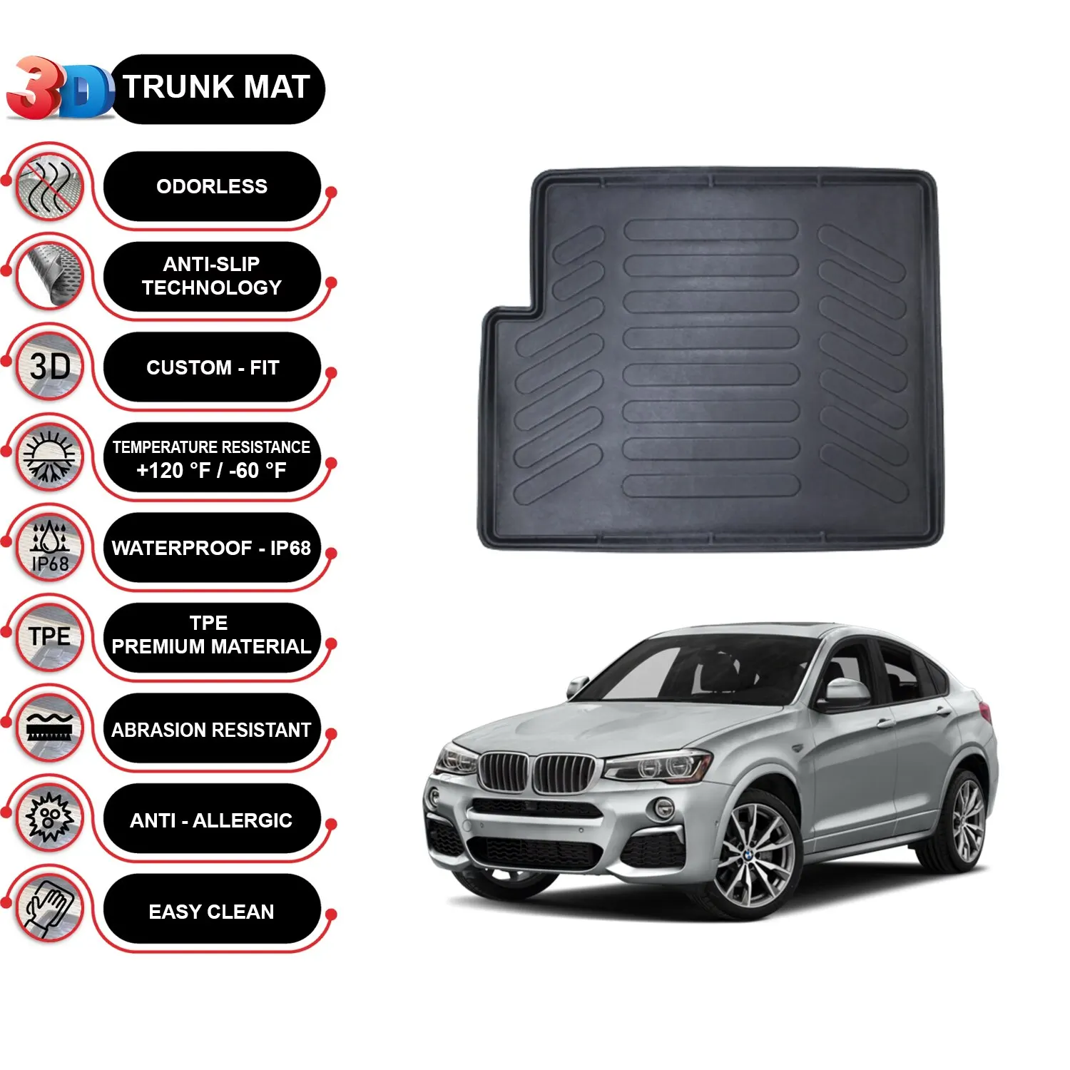 

BMW X4 2014-2018 Cargo Liner Rear Trunk Floor Mat