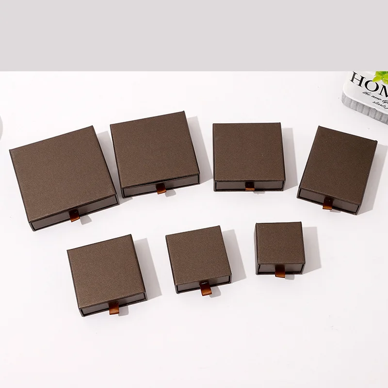 12Pcs Kraft Jewelry Packaging Drawer Boxes Ring Earrings Necklace Pendant Jewelry Accessories Organozer Packaging Display Case