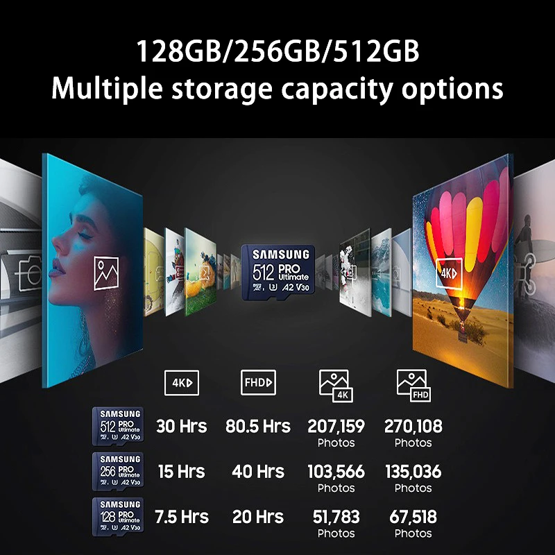 Ｚ ũ SD ī  Ƽ   U3 V30 A2, ޴ º  ÷ ޸, 128GB, 256GB