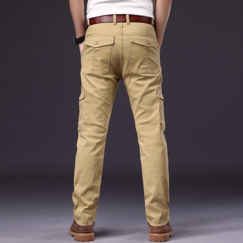 Plus Größe Männer Baumwolle Schwarz Mehrere Taschen Cargo Hosen Casual Multi Taschen Lange Hosen Männer Gerade Hosen Taktische Hosen – Detail 26