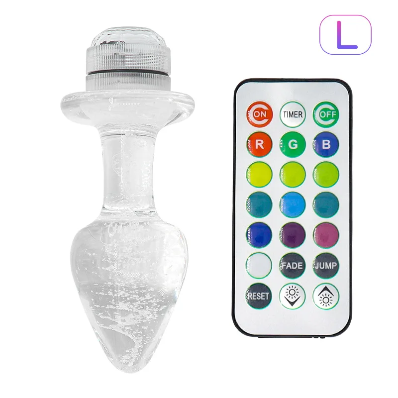 Anal Plug Vibrator Luminous Glass Anal Plug Remote Control Color Changing Male Female Dilator Adult Sex Toy LED Light