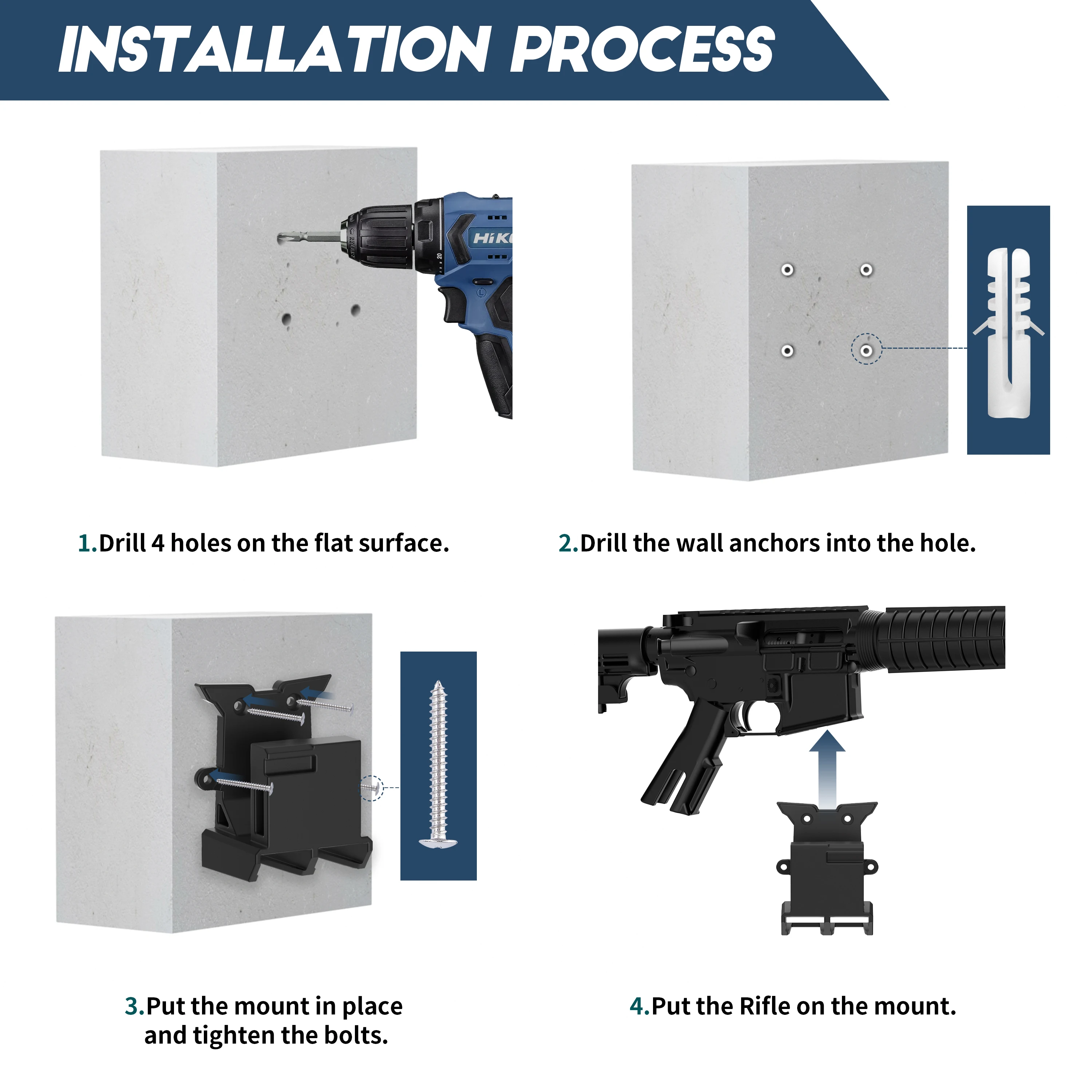 Adoreal Gun Wall Mount For Rifle Double Gun Magazine Holder Fit Perfectly PMAG A15 Runner Mount With Rock Lock Click Into Place 5