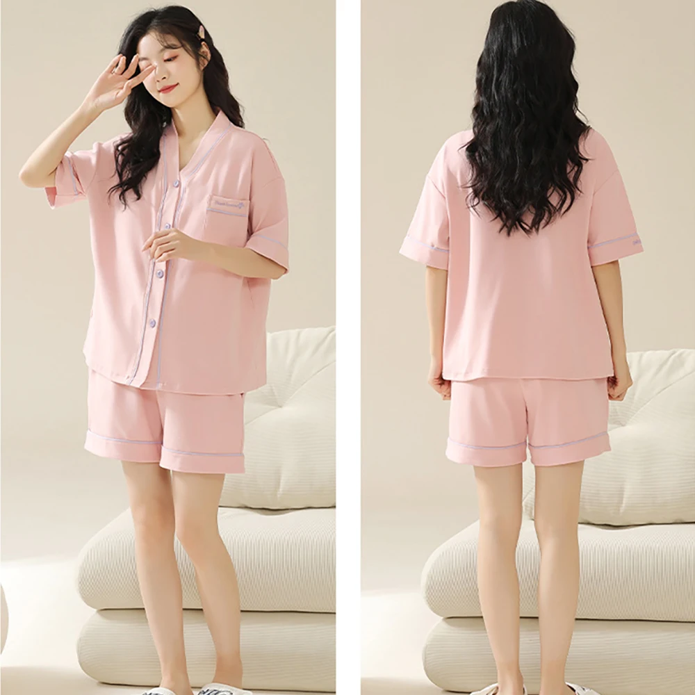 M-3XL 3PCS/Set 100% Cotton Pajamas Set With Fixed Padded Bra Spring Summer Comfort Print Sleepwear Korean Reviews Many Pajamas