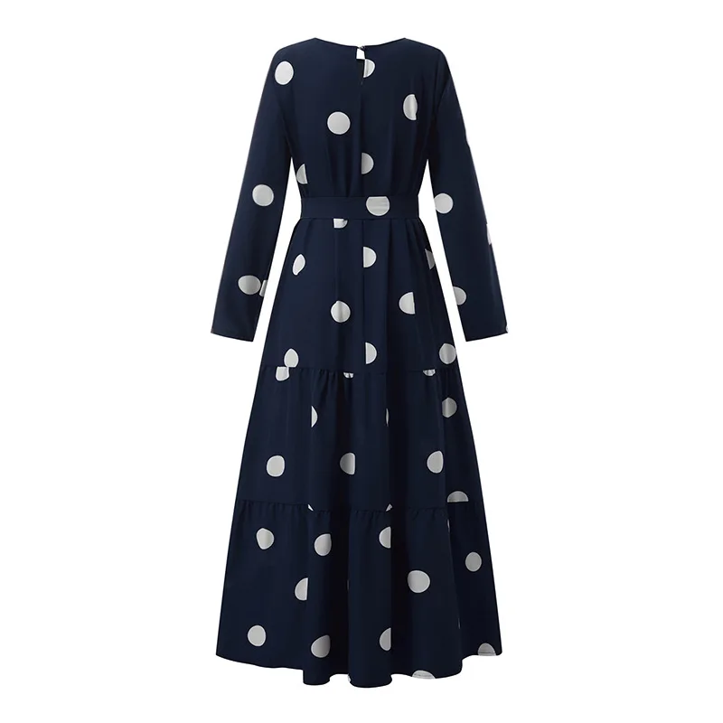 Women Islamic Wear Muslim Abaya Print Dot With Belt Long Sleeve Dress Kimono Clothes Fashion Summer Dubai  Bangladesh Wear