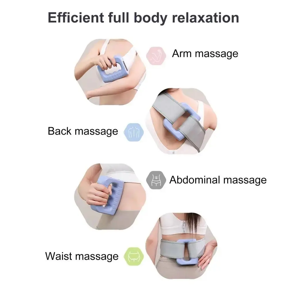Portable Electric Fascia Massage Ring 5 Vibration Modes Ergonomic Electric Body Massage Machine with Belt Compact Size