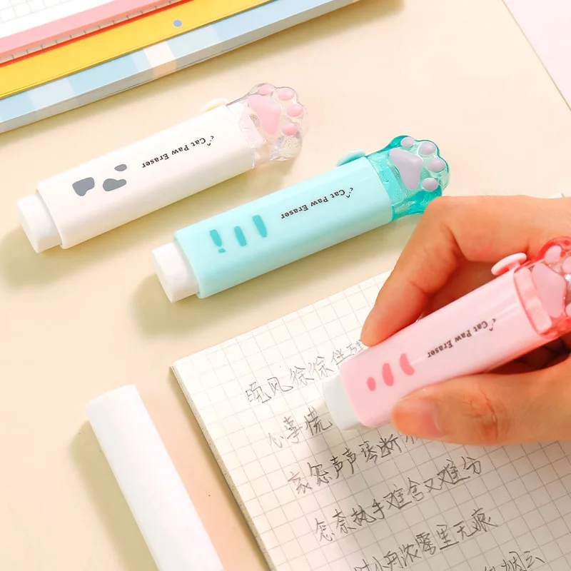 

Kawaii Push-pull Design Cute Erasers for Kids School Office Supplies Cat Paw Portable Rubber Eraser Gift Stationery Prizes
