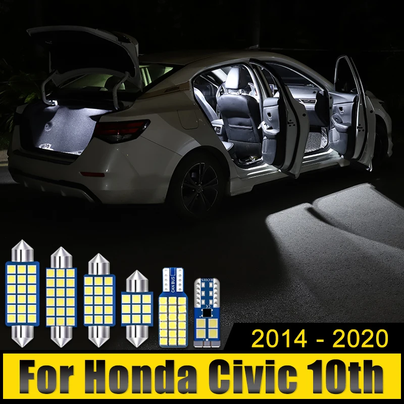 

For Honda Civic 10th Gen 2014 2015 2016 2017 2018 2019 2020 4PCS 12V LED Car Dome Reading Lights Trunk Lamps Bulbs Accessories