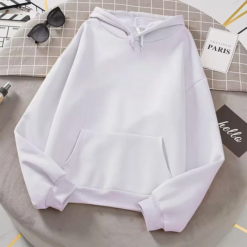 2025 white Hoodies men women Autumn Long Sleeve Pullover Tops Casual Pocket Hoodies Unisex Outer Loose Sport Wear